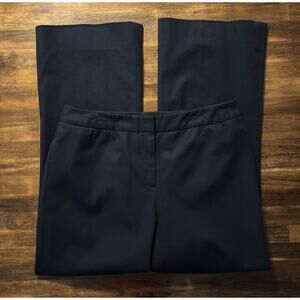 Lafayette 148 Women’s 10 Pants Straight Wide Leg High Rise Cotton Stretch Navy